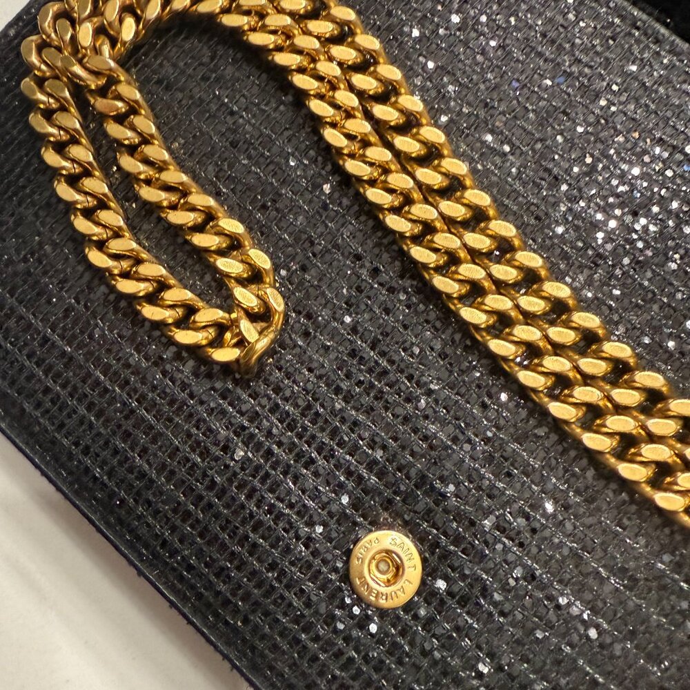 SAINT LAURENT  (YSL) Rare Glitter Chain Crossbody & Clutch Bag - Picture 6 of 13